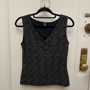 Alfani Black Polka Dot Sleeveless Top Petite Small